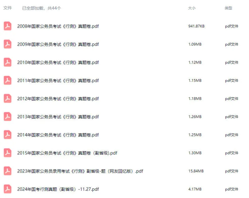 历年国考相关学习资料